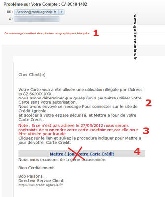 Fraude par internet - Exemple de mail