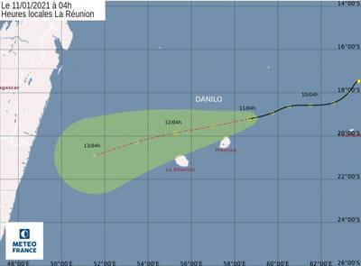 Tempête Danilo - Prévisions de trajectoire - La Réunion