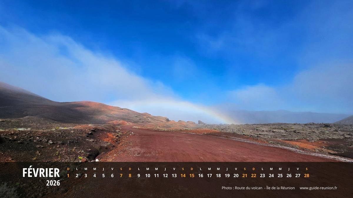 Calendrier Février 2026 - Île de la Réunion