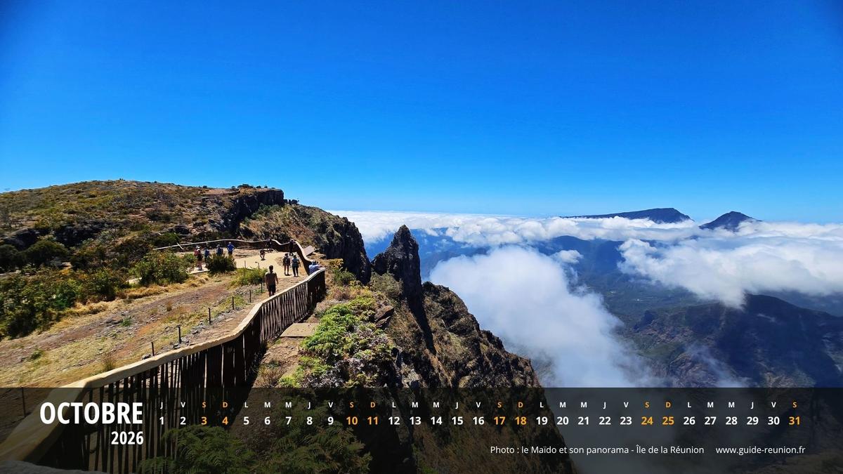 Calendrier Octobre 2026 - Île de la Réunion