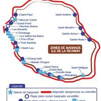 Carte des zones de baignades à la Réunion