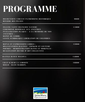 Programme du 20 décembre à Ste Marie de la Réunion
