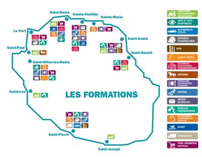 Carte de l'apprentissage à la Réunion