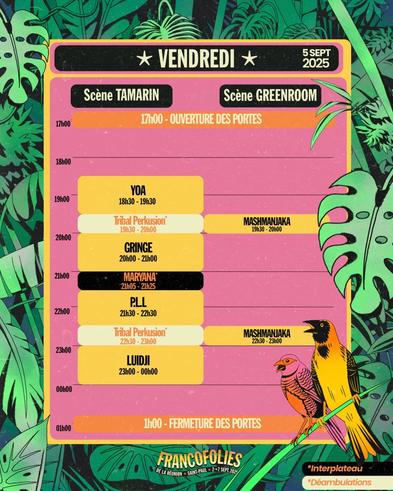 Programme du Vendredi - Francofolies de La Réunion
