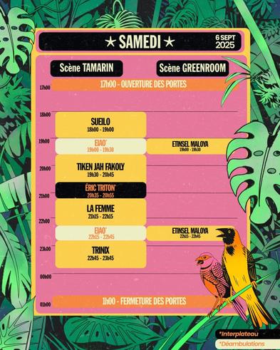 Programme du Samedi - Francofolies de La Réunion