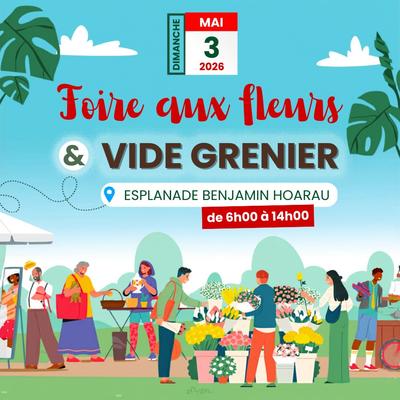 Vide Grenier et foire aux fleurs et du Jardin au Tampon - Affiche