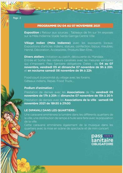 Programme Dipavali Saint-André La Réunion
