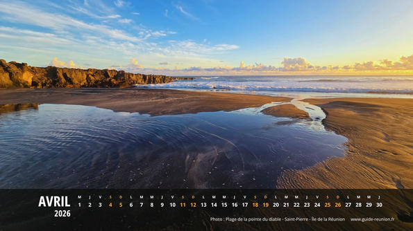 Calendrier Avril 2026 - Île de la Réunion