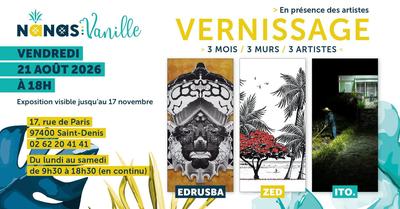 Exposition 3 mois, 3 murs, 3 artistes à Nanas Vanille - Saint-Denis de La Réunion