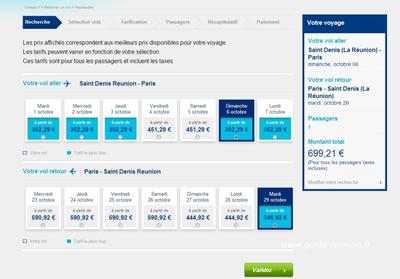 recherche de vol sur le site de Corsair