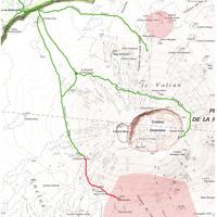 Carte des sentiers ouverts au public au volcan au 17 novembre 2015