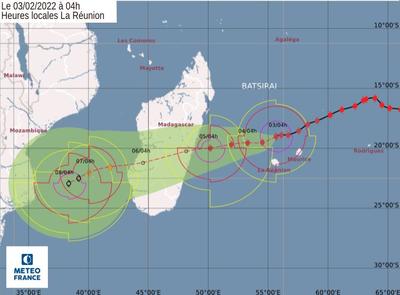 Cyclone Batsirai - Prévisions Météo France Réunion