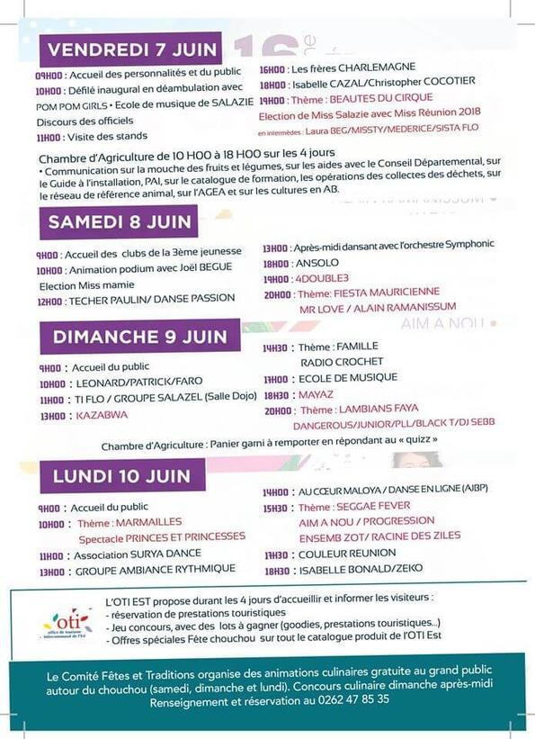 Programme de la fête du chouchou 2019 - La Réunion (974)