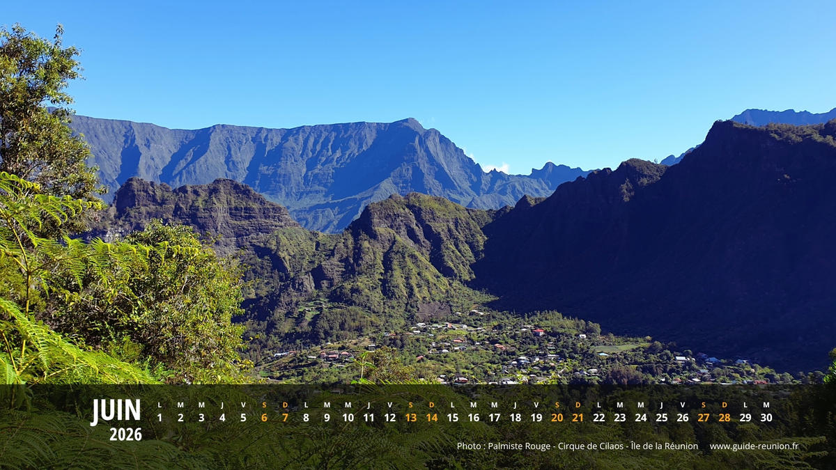 Calendrier Juin 2026 - La Réunion Calendrier Juin 2026 - Île de la Réunion
