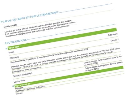 Simulateur d'impôt sur le revenu (capture d'écran)