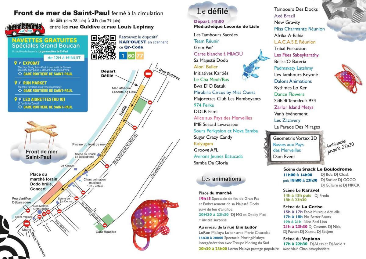 Programme, plan du défilé et navettes Grand Boucan Programme Grand Boucan