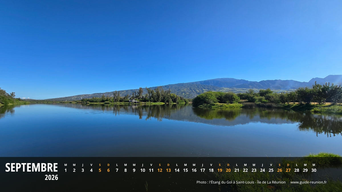 Calendrier Septembre 2026 - Île de la Réunion