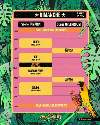 Programme du Dimanche - Francofolies de La Réunion
