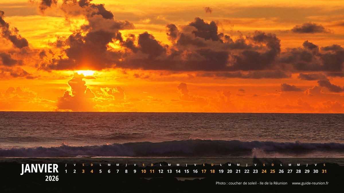 Calendrier Janvier 2026 - Île de la Réunion