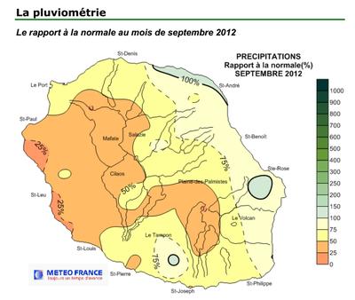 Pluviométrie en septembre 2012 à la Réunion