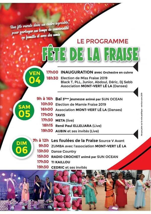 Programme de la fête de la fraise 2019 à Mont Vert / Saint-Pierre