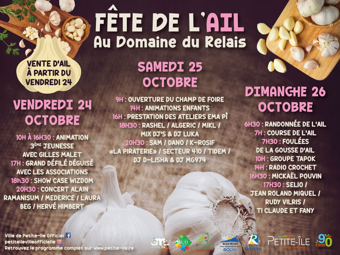 Programme de la fête de l'ail 2025 à Petite Ile Programme de la fête de l'ail 2025 à Petite Ile