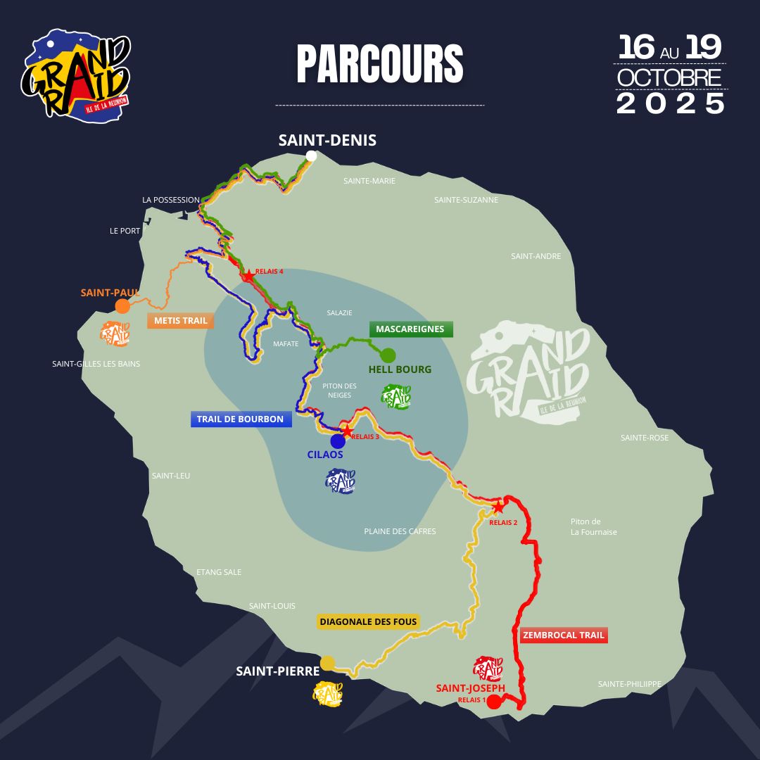 Un aperçu des courses du Grand Raid sur la Carte de La Réunion