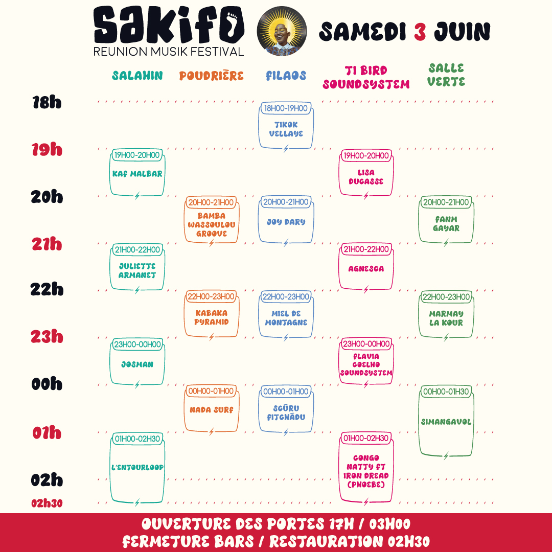 Programme Sakifo 2023 - samedi