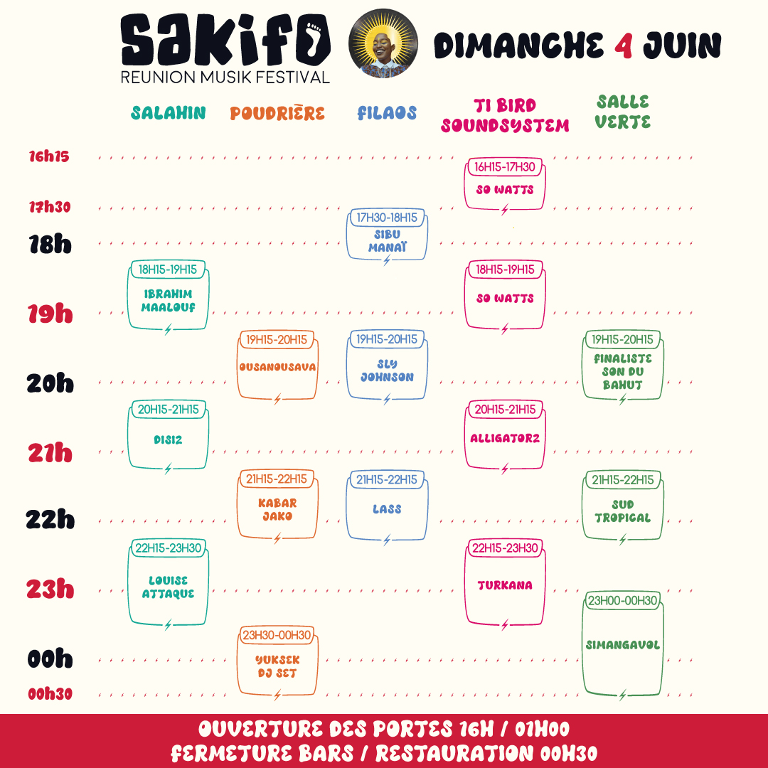 Programme Sakifo 2022 - dimanche
